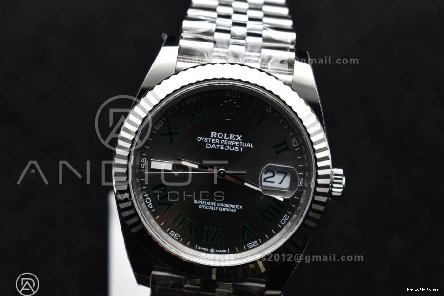 904L DateJust Gray SS Wimbledon On 126330 Vr Breathable Best Roman Dial Bracelet Edition ARF 589 Green Jubilee 1:1 41 0901